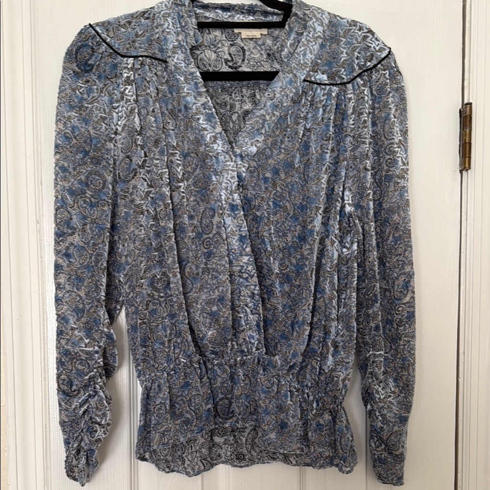 Zadig & Voltaire Silver Gray Ruffled Peplum Blouse